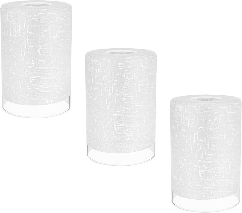 Canomo White Linen Frosted Glass Lamp Shade, 6" x 4" Cylinder Light Fixture Replacement Globe with 1-5/8-Inch Fitter, 3 Pack - Image 1